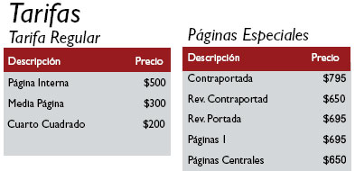 Tarifas Revista Oportunidades Comerciales