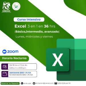 Excel 3 en 1 36 horas del 18 de noviembre al 13 de diciembre