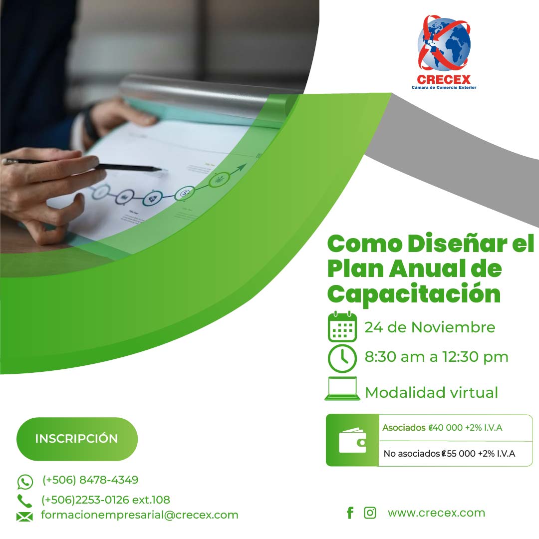Capacitación Cómo Diseñar el Plan Anual de Capacitación de CRECEX, 24 de noviembre de 2026, modalidad virtual.
