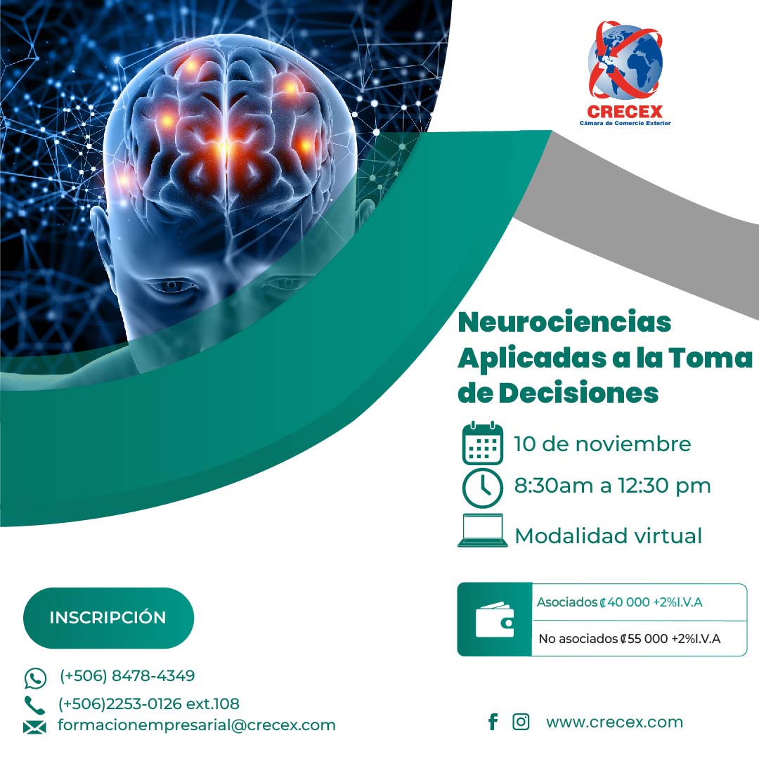 Capacitación Neurociencias Aplicadas a la Toma de Decisiones de CRECEX, 10 de noviembre de 2026, modalidad virtual.
