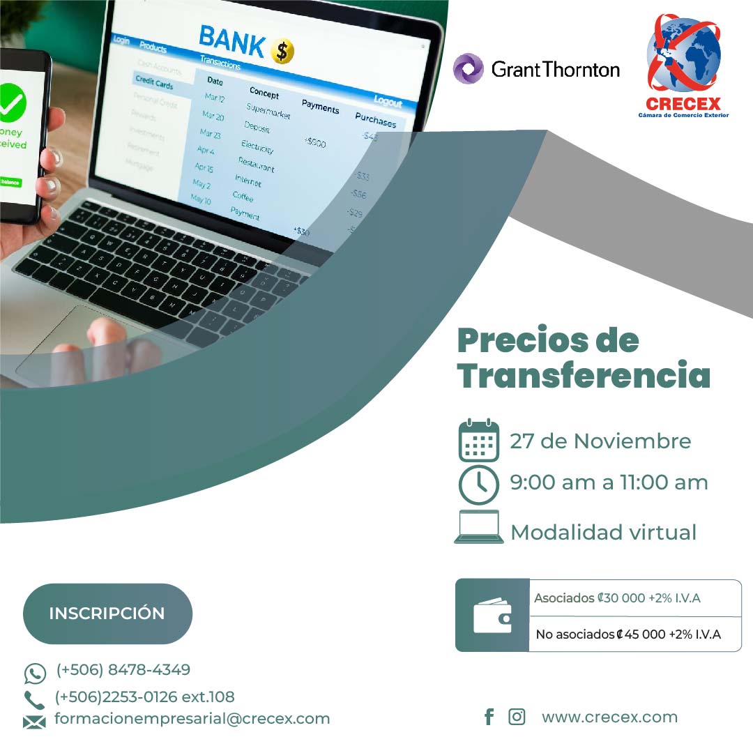 Capacitación Precios de Transferencia de CRECEX y Grant Thornton, 27 de noviembre de 2026, modalidad virtual.